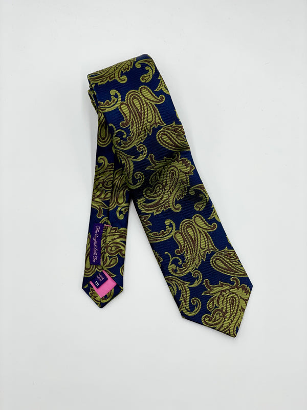 Seaward&Stearn Olive Paisley Tie