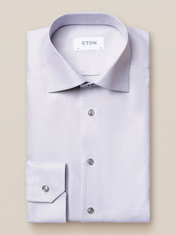 Eton Contemporary Fit Light Silver Herringbone Dress Shirt