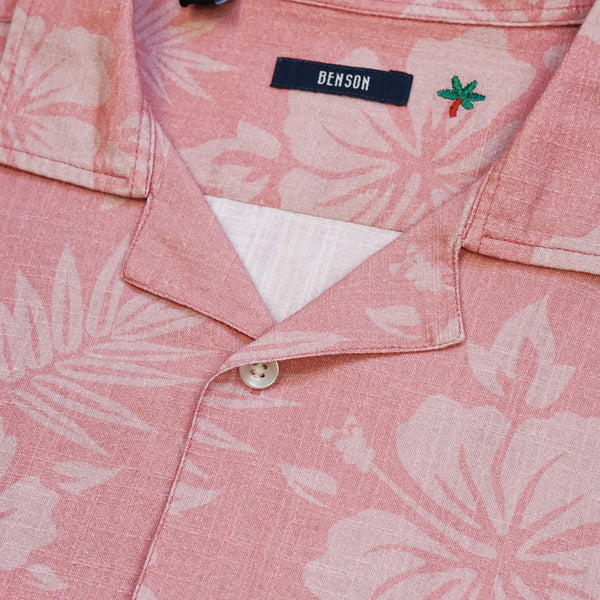 Benson Pink Floral Pattern Camp Collar Shirt