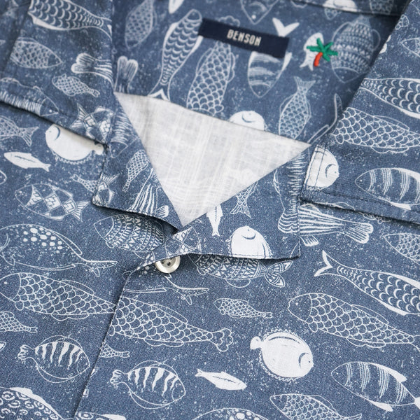 Benson Fish Pattern Camp Collar Shirt