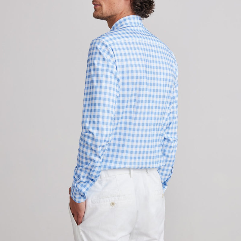 Emanuel Berg 4 Flex Blue Gingham Check Shirt