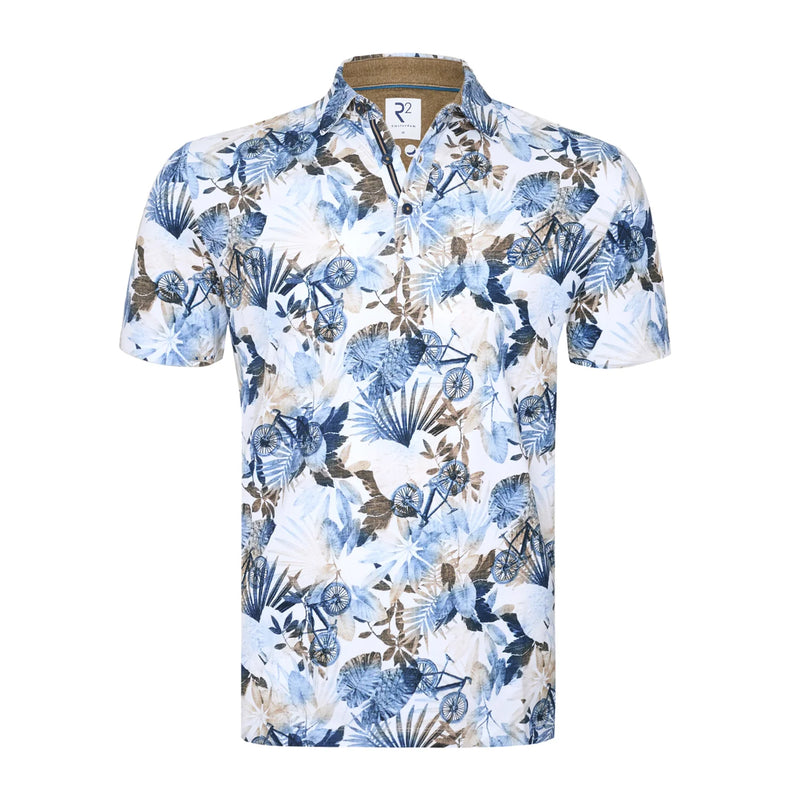 R2 Amsterdam Bicycle Print Floral Polo