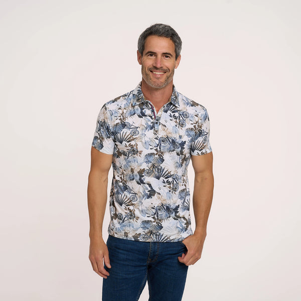 R2 Amsterdam Bicycle Print Floral Polo