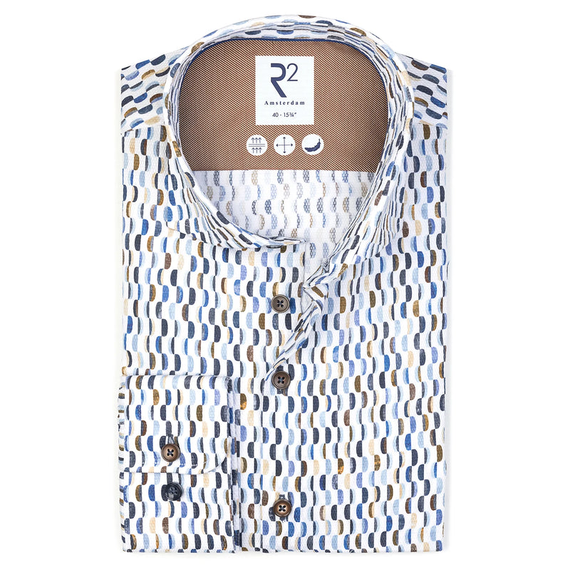 R2 Amsterdam Half Moon Pattern Long Sleeve Shirt