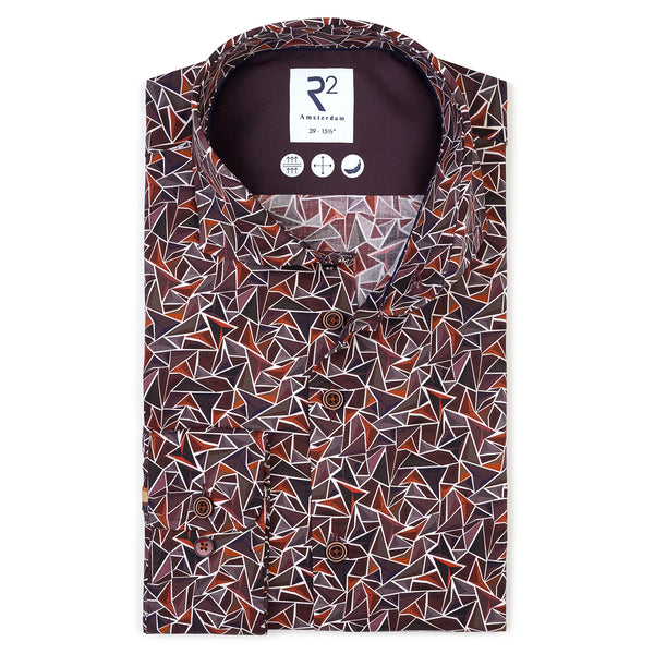 R2 Amsterdam Red Geometric Print Shirt