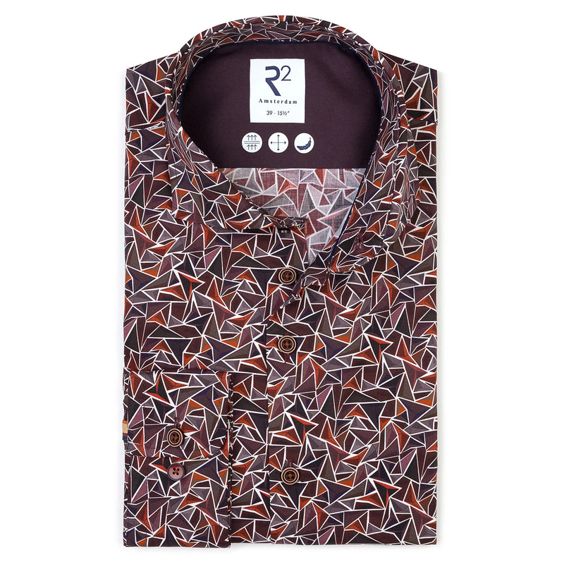 R2 Amsterdam Red Geometric Print Shirt