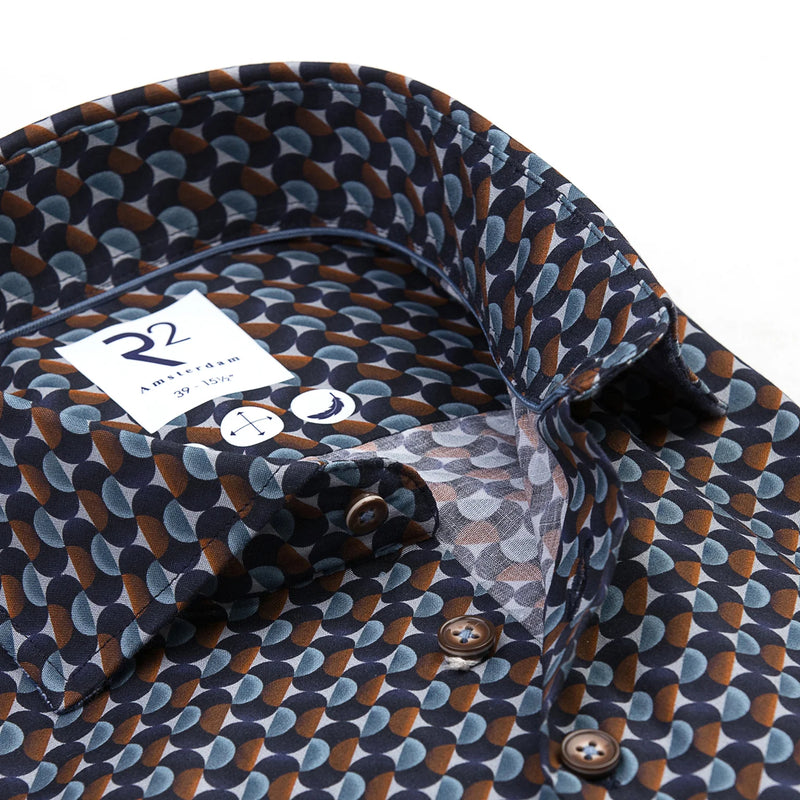R2 Amsterdam Blue Teal  Print Shirt