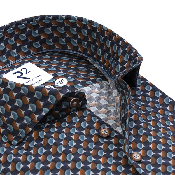 R2 Amsterdam Blue Teal  Print Shirt