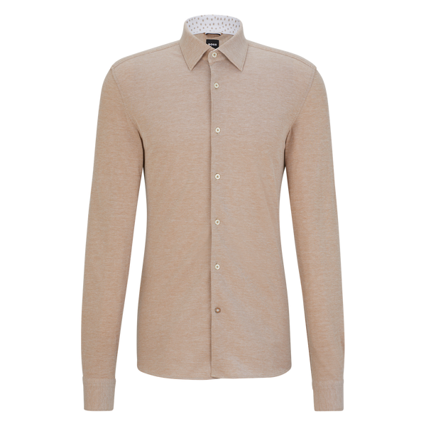 Hugo Boss Tan Pique Jersey Knit Shirt