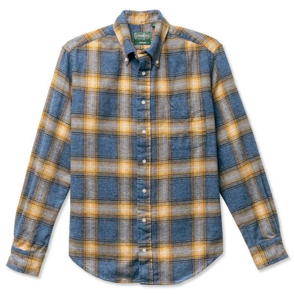 Gitman Vintage Blue Brushed Melange Plaid Shirt