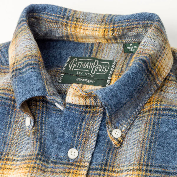 Gitman Vintage Blue Brushed Melange Plaid Shirt