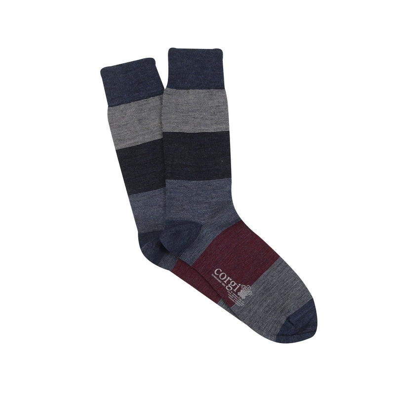 Corgi Marl Colour Block Wool Sock Navy/Grey