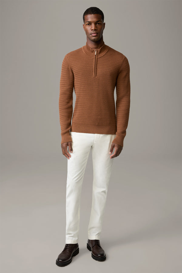 Strellson Adrian Tobacco 1/4 Zip Cable Sweater