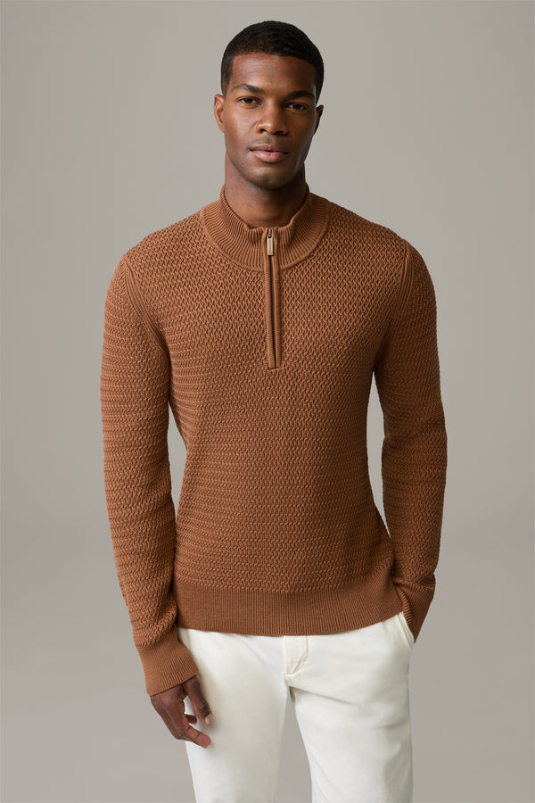 Strellson Adrian Tobacco 1/4 Zip Cable Sweater