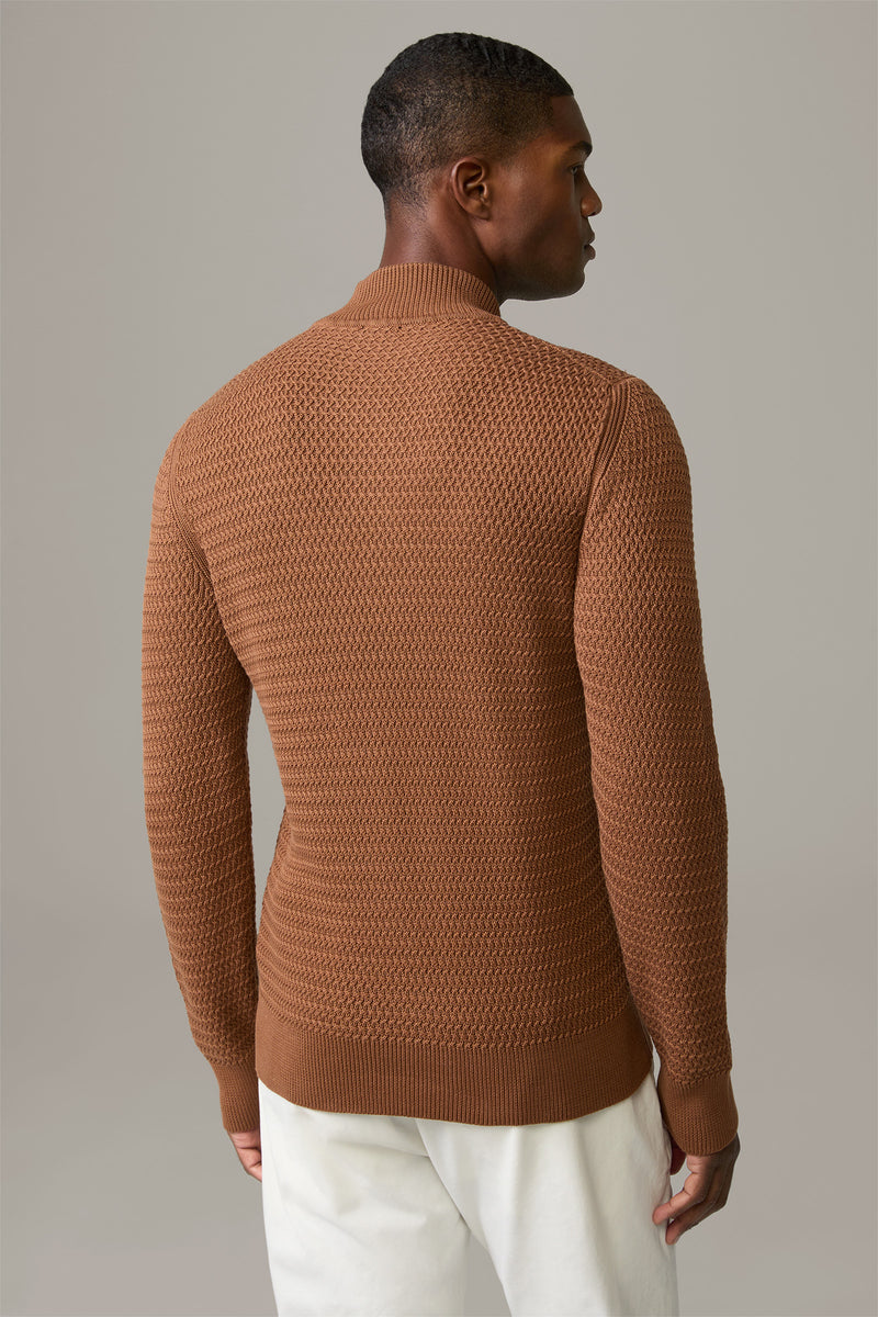 Strellson Adrian Tobacco 1/4 Zip Cable Sweater