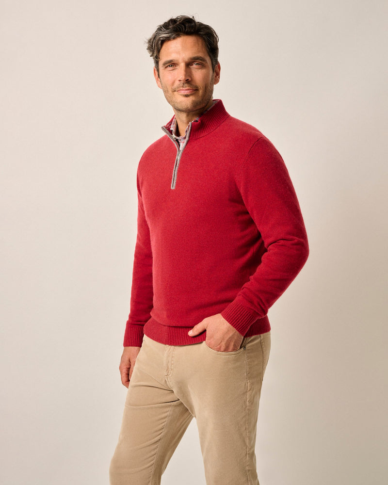 Johnnie O Mayfair Top Shelf Persian Red Cashmere 1/4 Zip Sweater