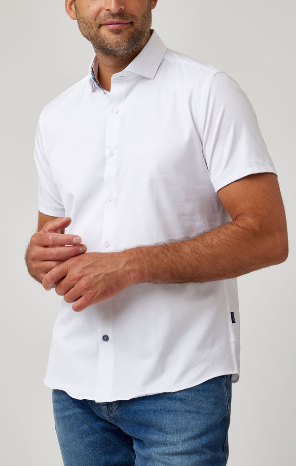 Stone Rose White Stretch Short Sleeve Shirt