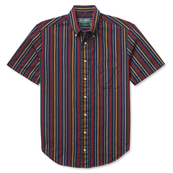 Gitman Vintage Indigo Deadstock Japanese Cabana Stripe Short Sleeve