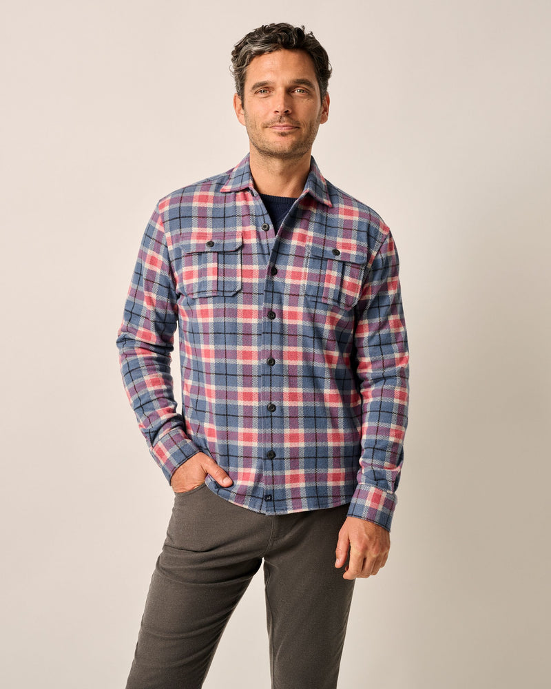 Johnnie O Kaden Stretch Flannel Lodge Shirt Laguna Blue