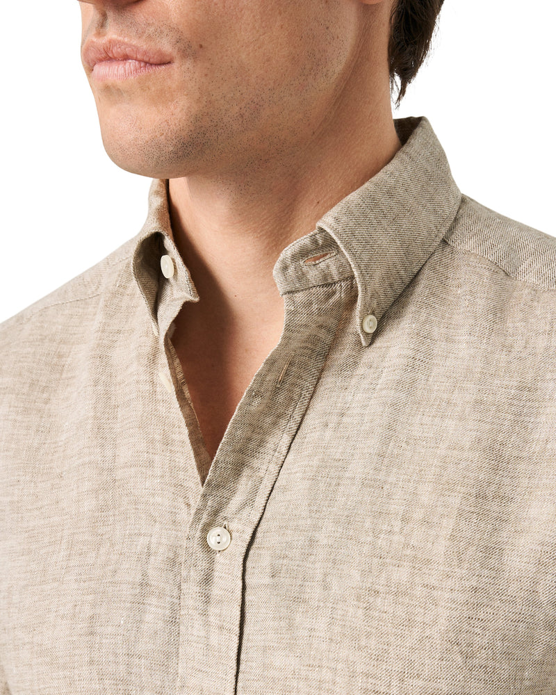 Eton Contemporary Fit Brown Twill Linen Shirt