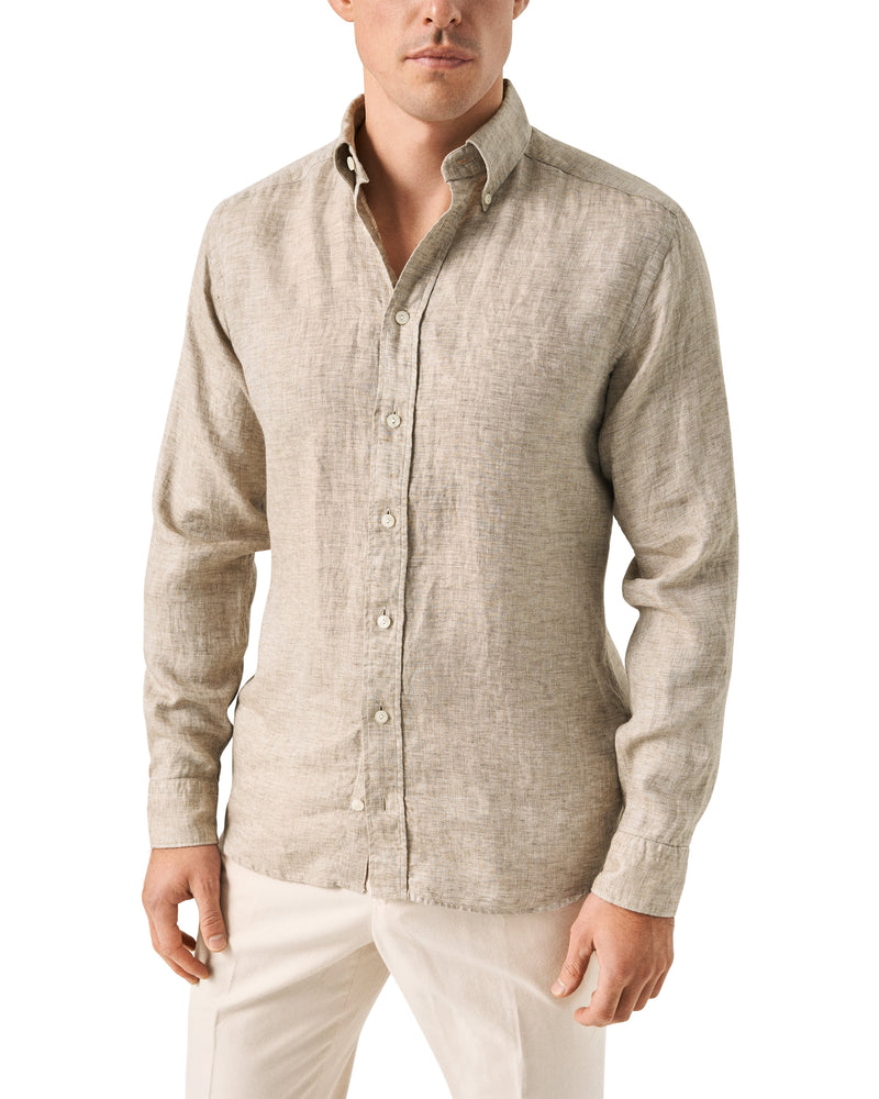 Eton Contemporary Fit Brown Twill Linen Shirt