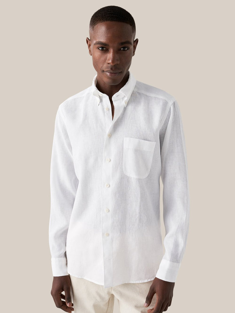 Eton Slim Fit White Linen Shirt