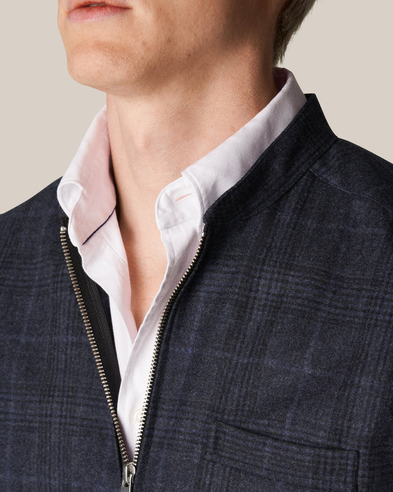 Eton Blue Check Twill Wool Cashmere Vest