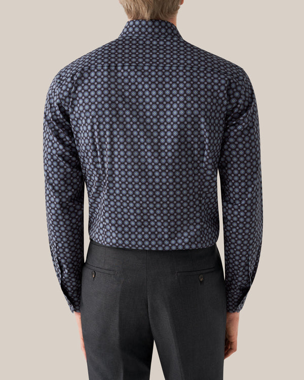 Eton Contemporary Fit Navy Geometric Twill Shirt
