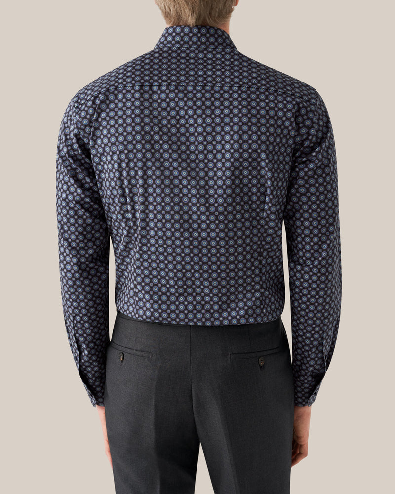 Eton Contemporary Fit Navy Geometric Twill Shirt