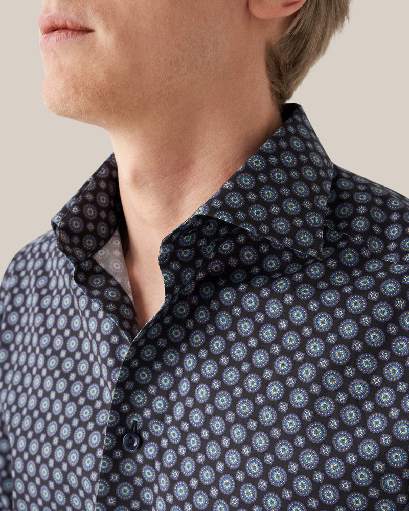 Eton Contemporary Fit Navy Geometric Twill Shirt