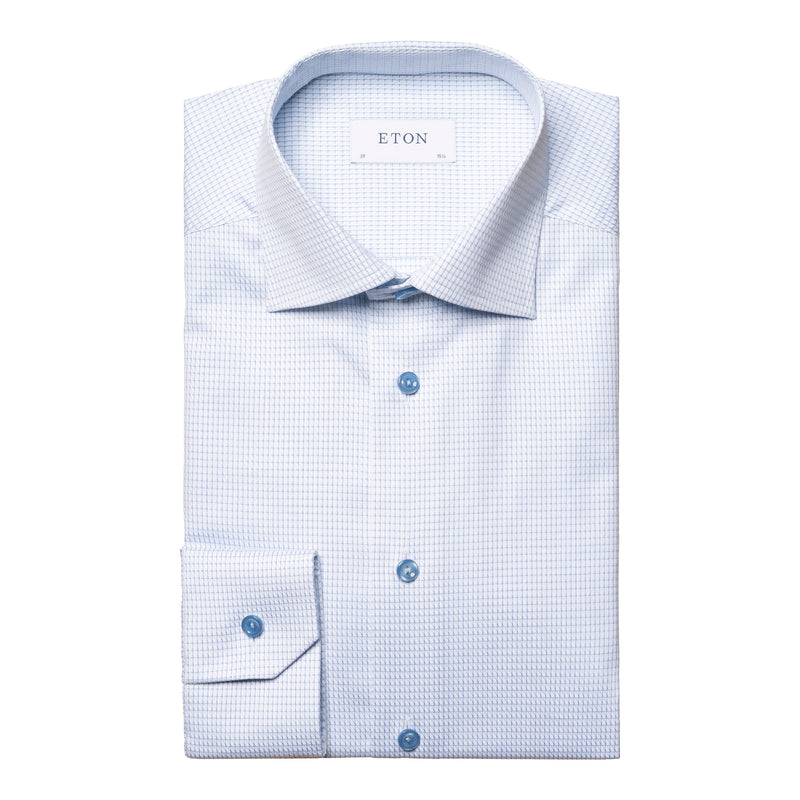 Eton Contemporary Fit Micro Geometric Blue Shirt