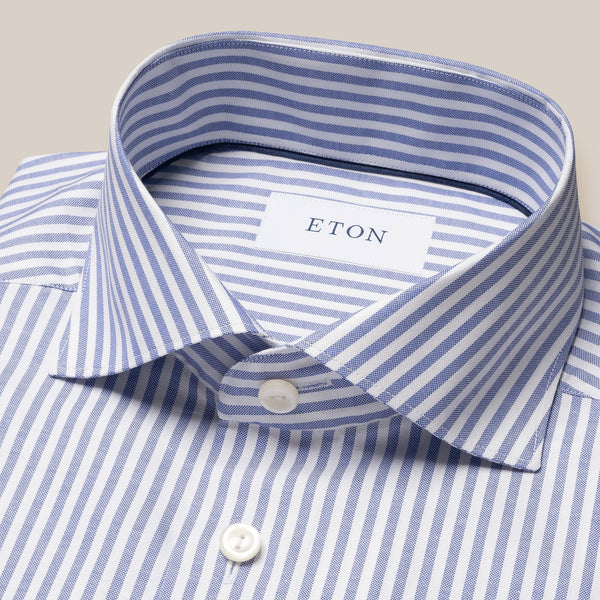 Eton Contemporary Fit Mid Blue Stripe Oxford Shirt