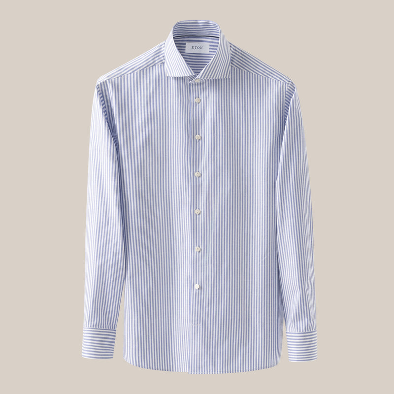 Eton Contemporary Fit Mid Blue Stripe Oxford Shirt