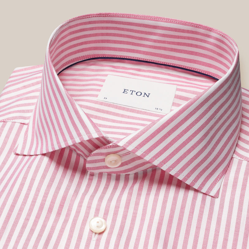 Eton Slim Fit Pink Stripe Oxford Shirt