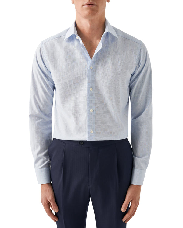 Eton Slim Fit Light Blue Geometric Pattern Shirt
