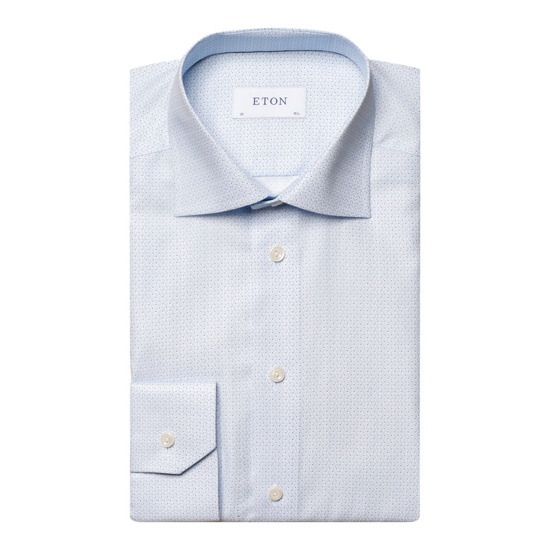 Eton Slim Fit Light Blue Geometric Pattern Shirt