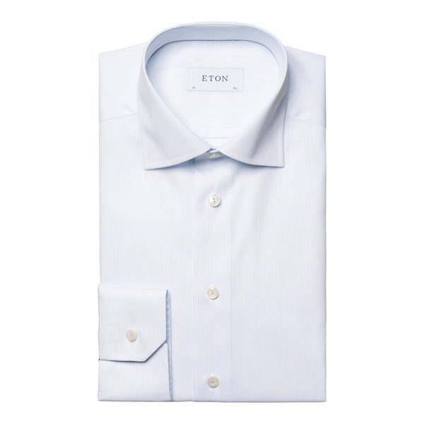 Eton Contemporary Fit Light Blue Fine Line Stripe Shirt