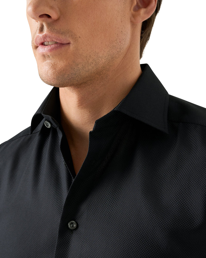 Eton Contemporary Fit Black Solid King Oxford Shirt