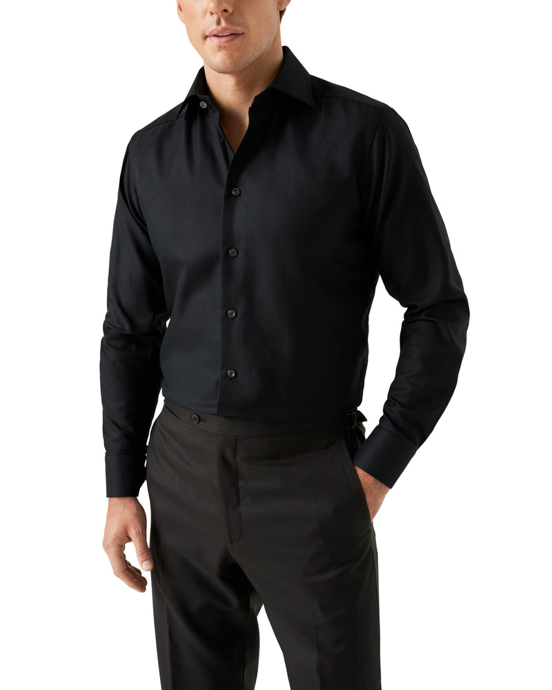 Eton Contemporary Fit Black Solid King Oxford Shirt