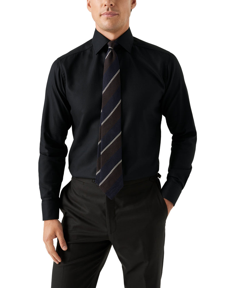 Eton Contemporary Fit Black Solid King Oxford Shirt