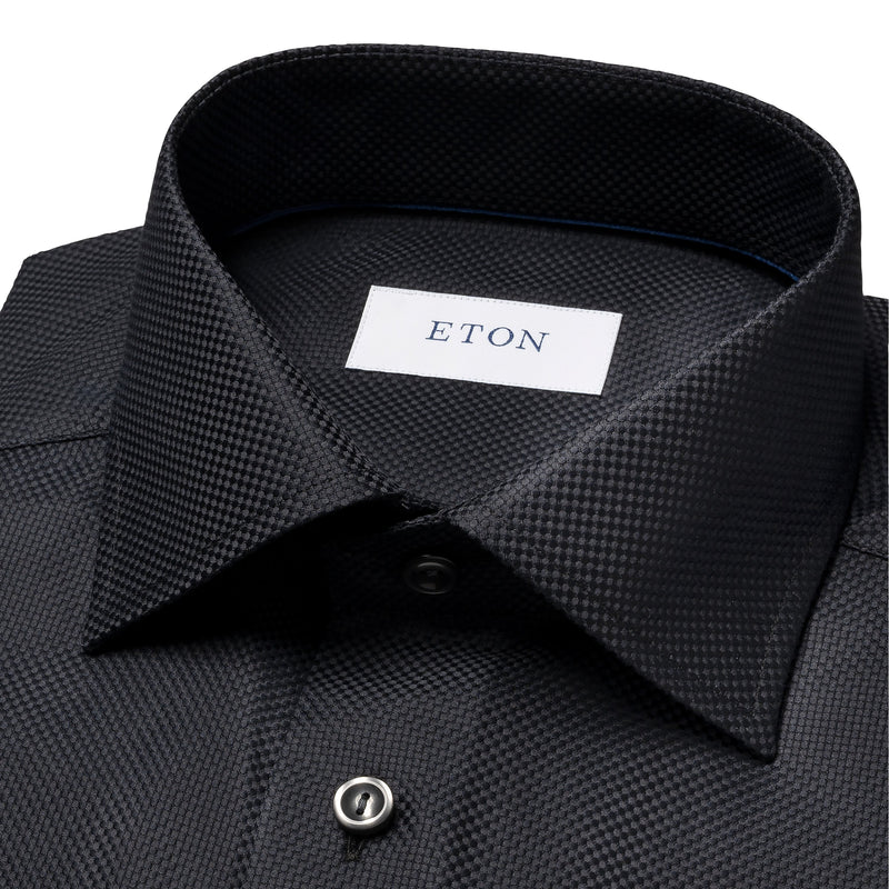 Eton Contemporary Fit Black Solid King Oxford Shirt