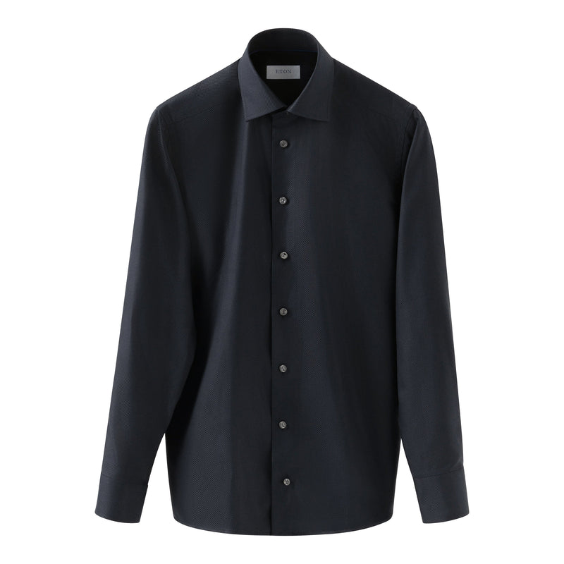 Eton Contemporary Fit Black Solid King Oxford Shirt