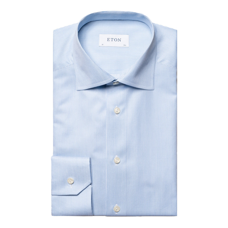 Eton Contemporary Fit Blue Fine Line Stripe Shirt