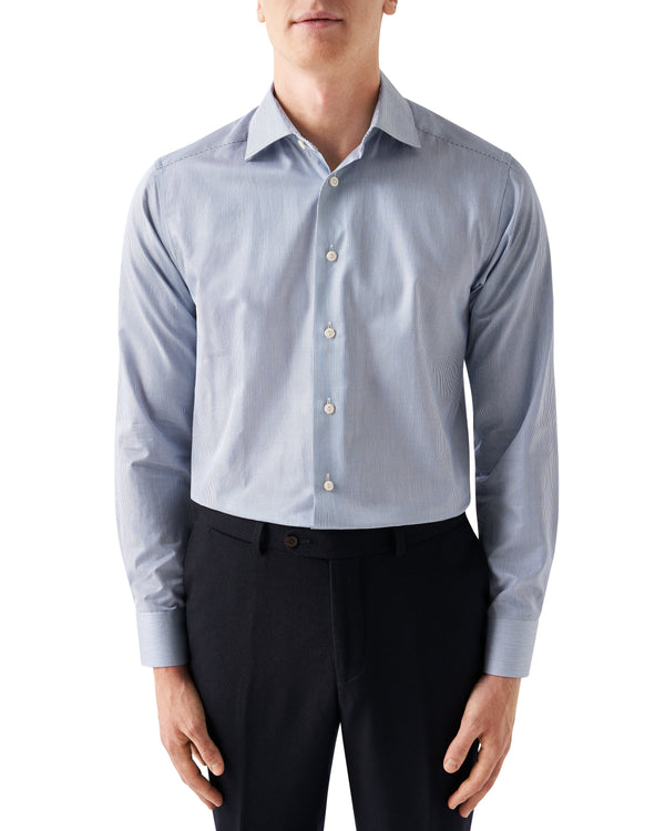 Eton Slim Fit Mid Blue Fine Stripe Signature Twill Shirt