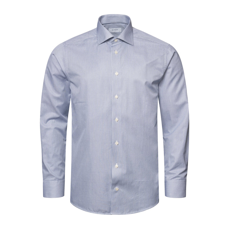 Eton Slim Fit Mid Blue Fine Stripe Signature Twill Shirt