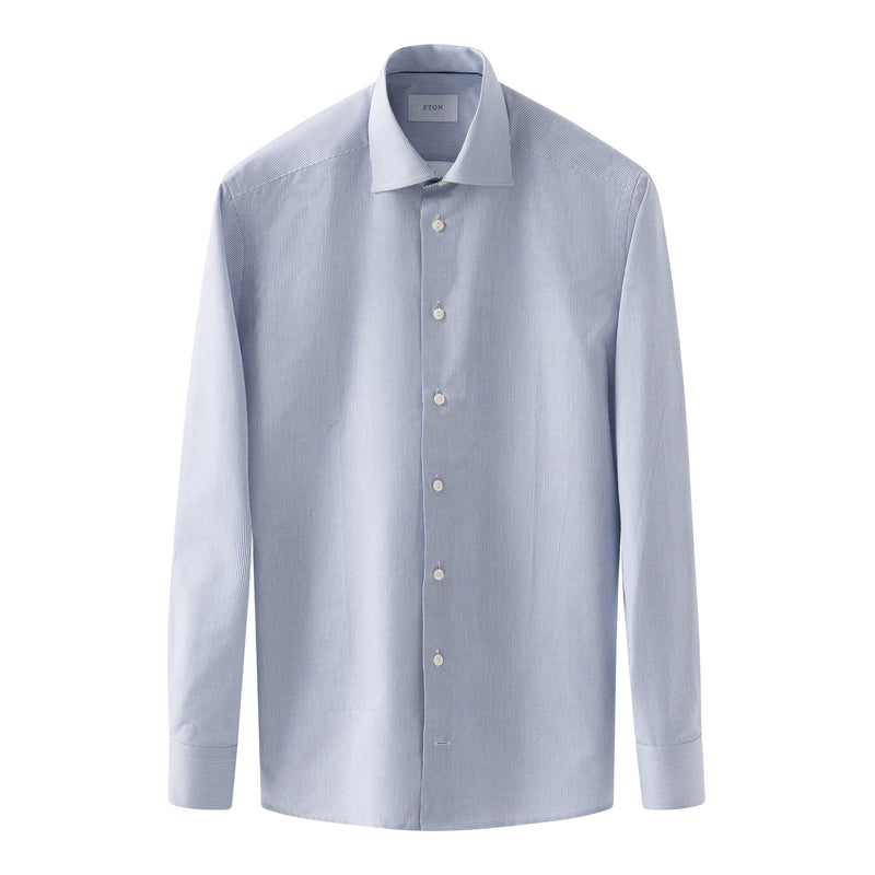 Eton Slim Fit Mid Blue Fine Stripe Signature Twill Shirt