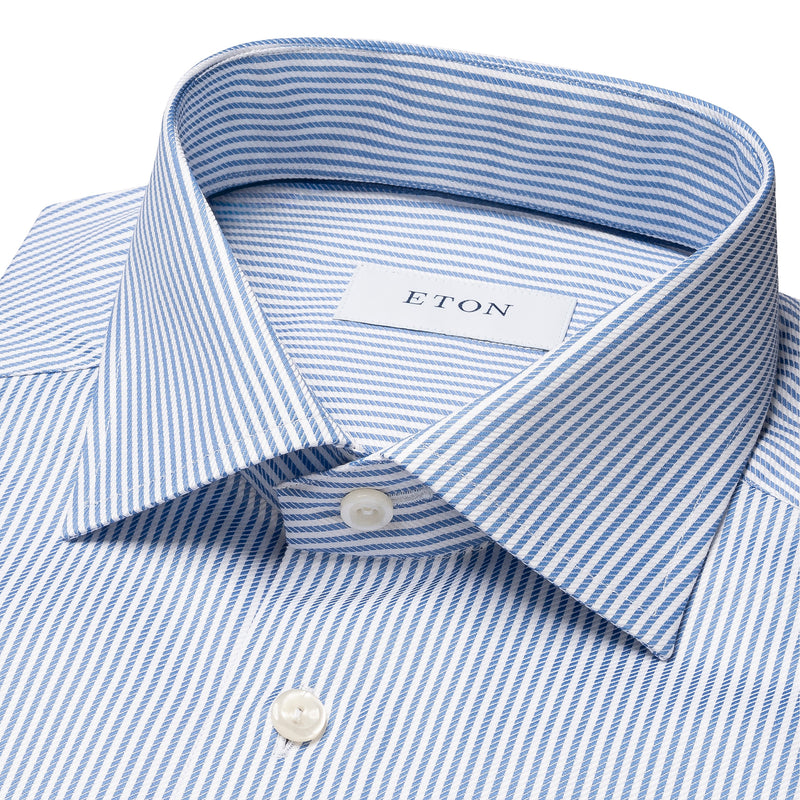 Eton Contemporary Fit Mid Blue Bengal Stripe Shirt