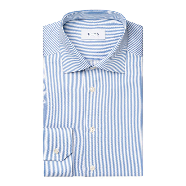 Eton Contemporary Fit Mid Blue Bengal Stripe Shirt