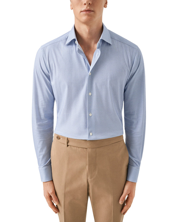 Eton Contemporary Fit 4-Flex Blue XO Pattern Shirt
