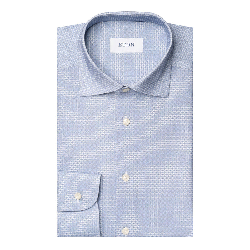 Eton Contemporary Fit 4-Flex Blue XO Pattern Shirt